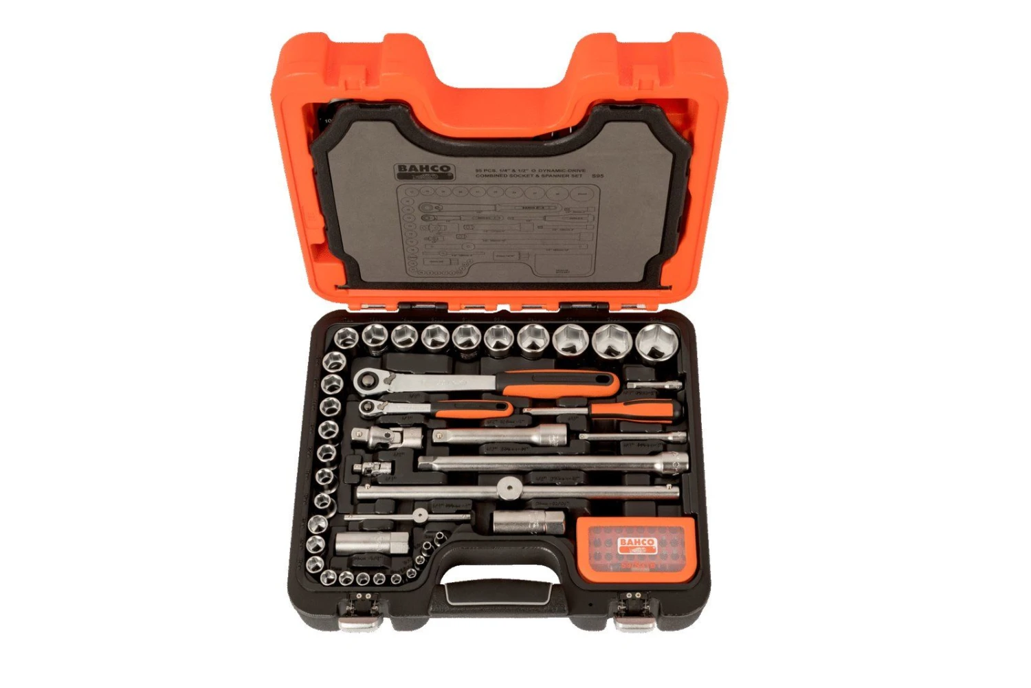 Bahco S95 Doppenset 1/4" En 1/2", Met Ring-steeksleutels, Inbussleutels En Bits, 95-delig