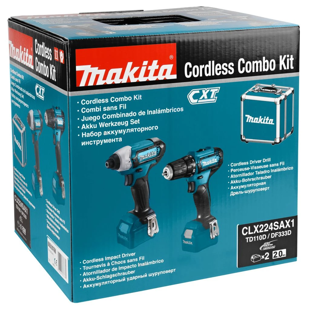 Makita CLX224SAX1 12V Li-Ion Accu Boor-/schroefmachine (DF333D) & Slagschroevendraaier (TD110D) Combiset (2x 2.0Ah Accu) In Koffer - Afbeelding 4