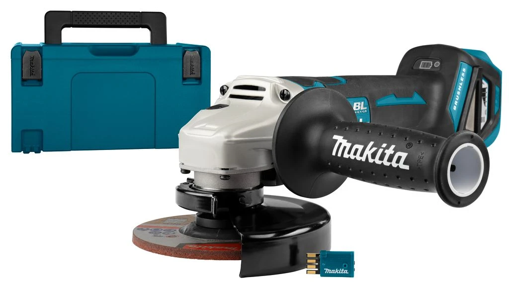 Makita DGA518RTJU 18V Li-Ion Accu AWS Haakse Slijper Set (2x 5.0Ah Accu) In Mbox - 125mm - Koolborstelloos - Afbeelding 2