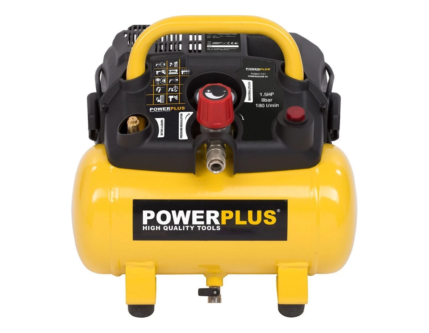 Powerplus POWX1721 Compressor - 1100W - 6L - Olievrij - Afbeelding 8