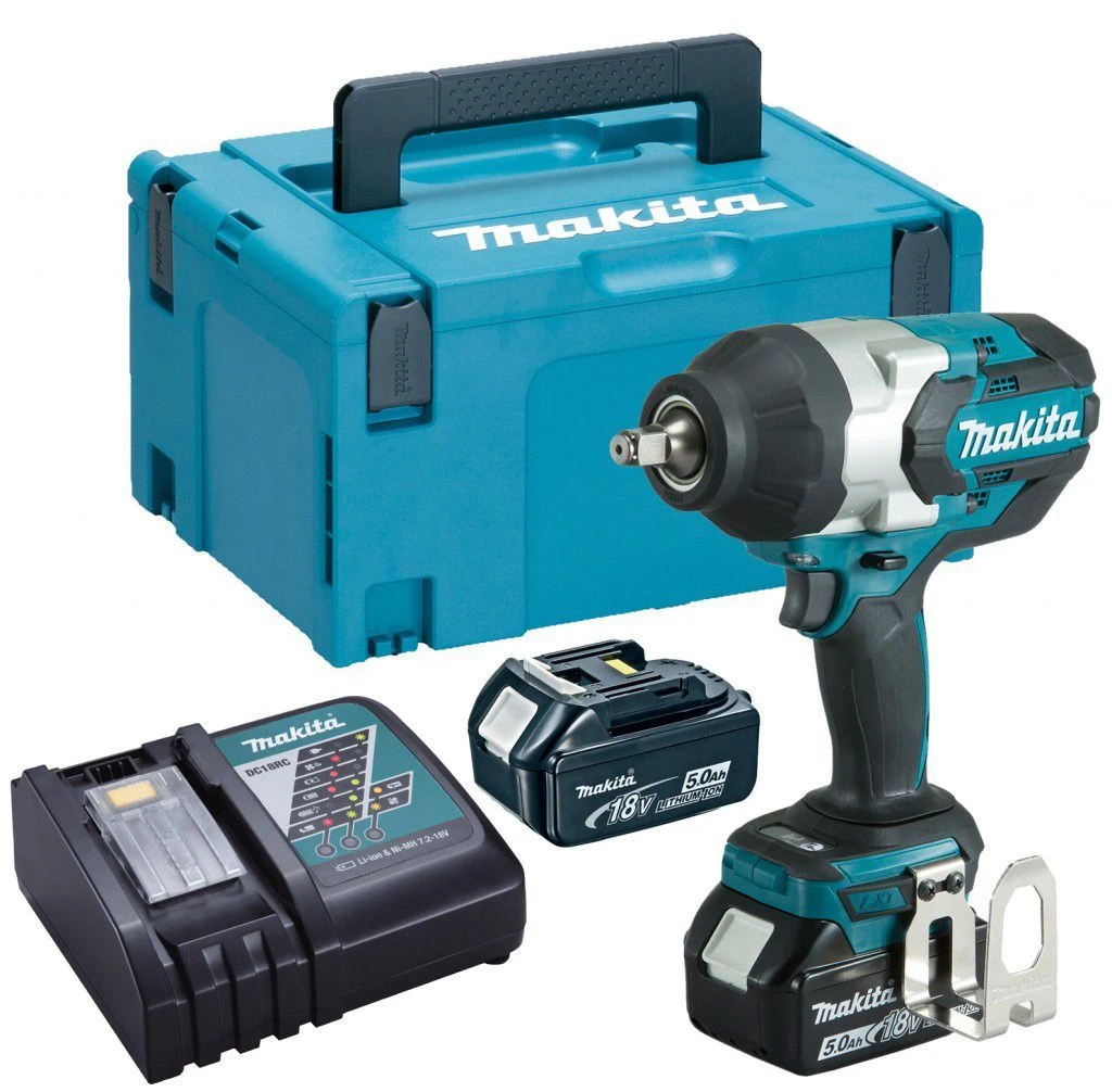 Makita DTW1002RTJ 18V Li-Ion Accu Slagmoersleutel Set (2x 5.0Ah Accu) In Mbox - 1050Nm - 1/2" - Koolborstelloos