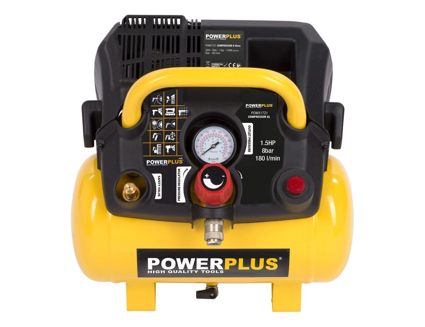 Powerplus POWX1721 Compressor - 1100W - 6L - Olievrij - Afbeelding 7